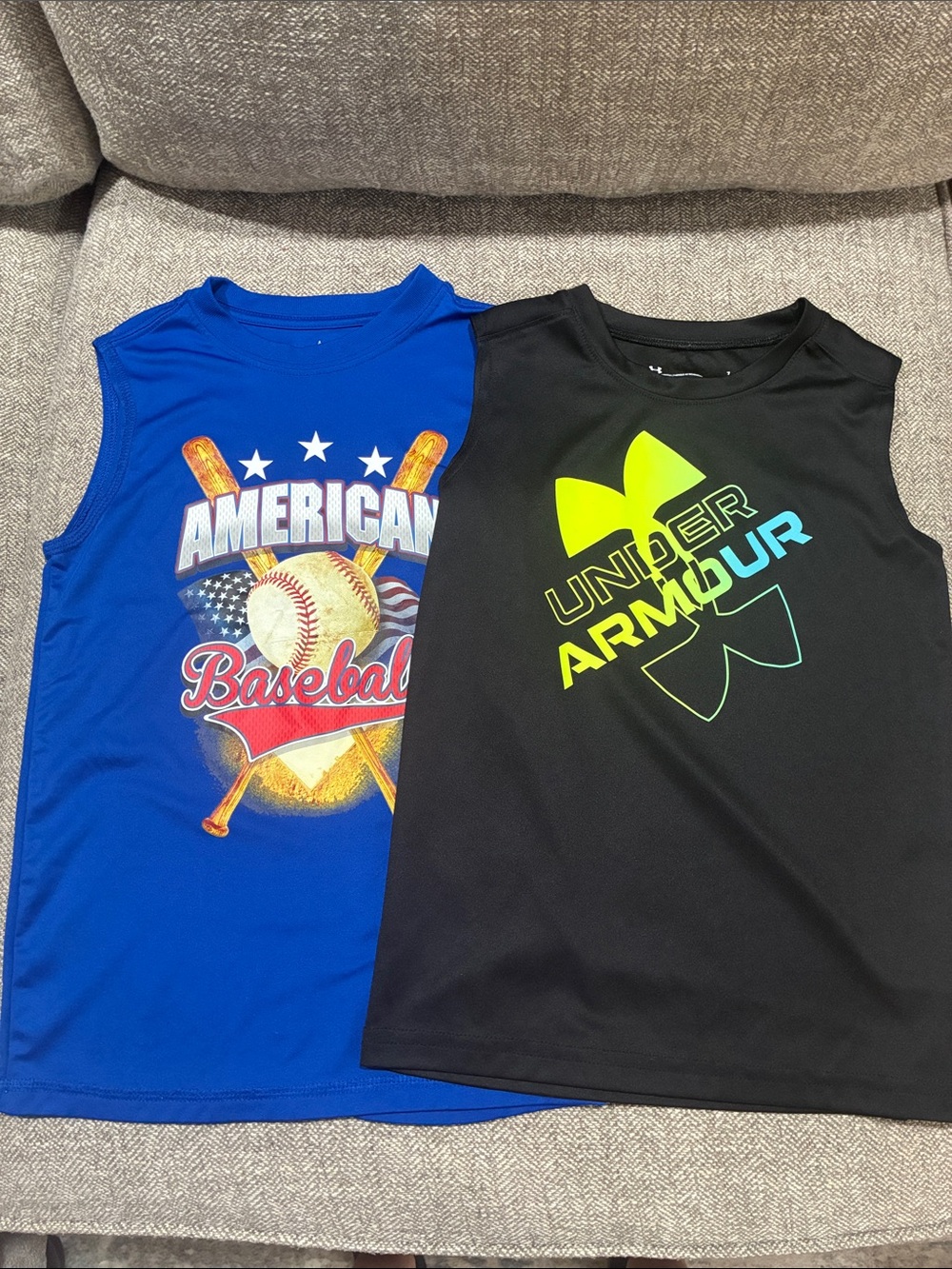 Under Armour Black Tank and no brand Blue baseball tank-size 7